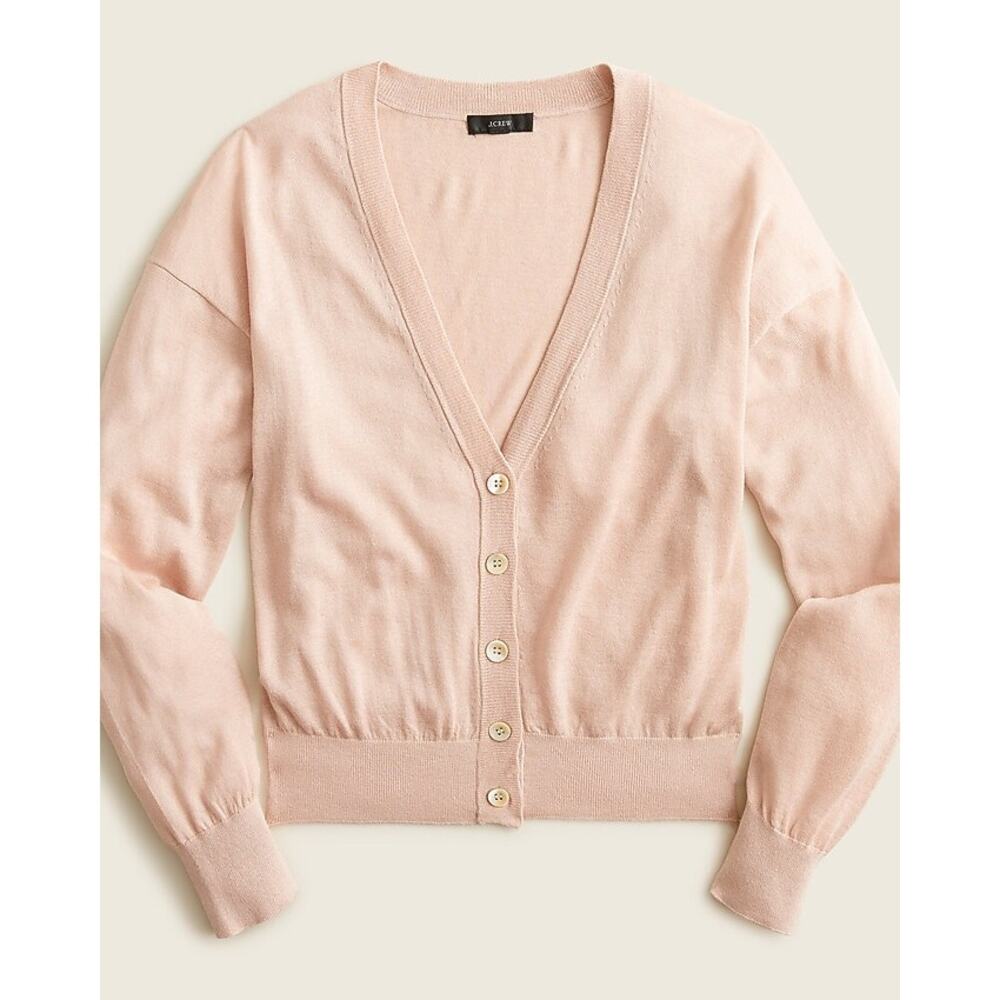 J Crew Silk Cashmere Deep V Neck Cardigan Sweater